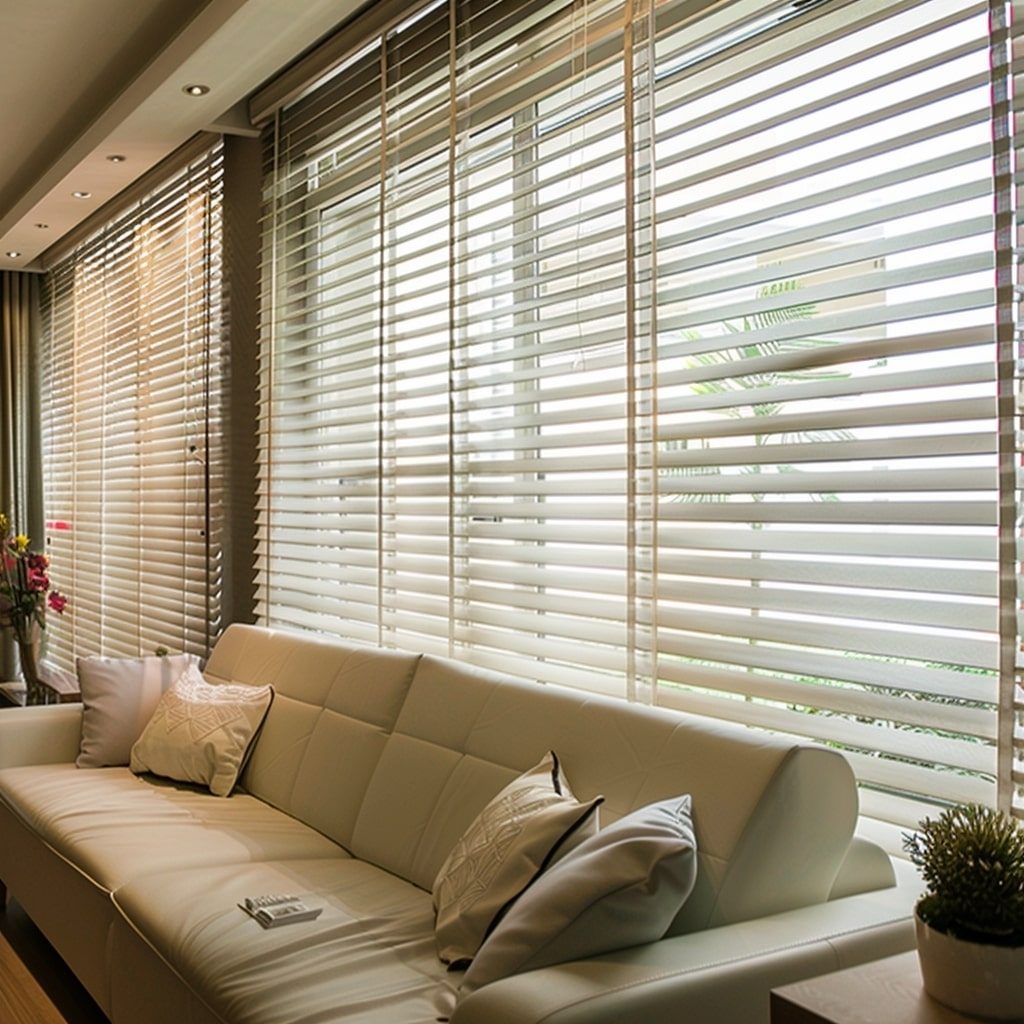 Newly installed venetian blinds in a Cape Town lounge