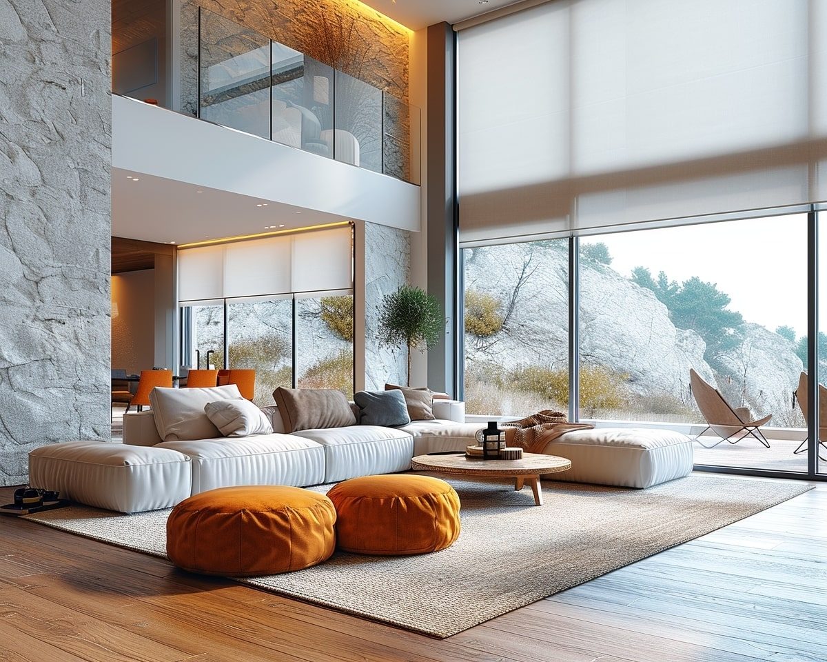 Sunscreen roller blinds filtering afternoon light in a Cape Town lounge